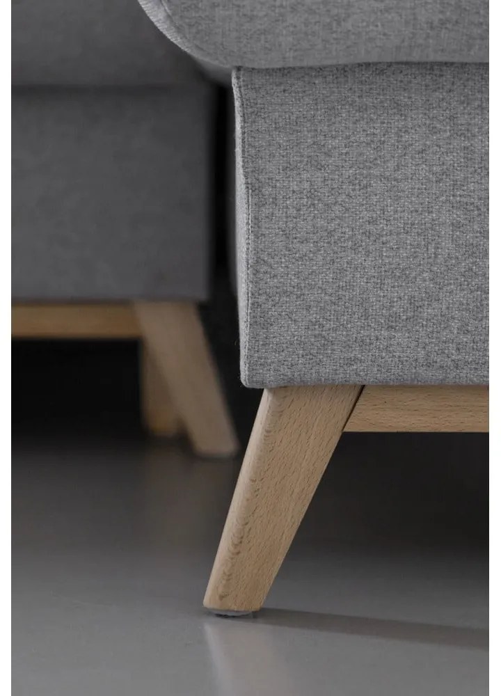 Светлосив разтегателен/с място за съхранение ъглов диван (десен ъгъл) Scandic Lagom – Miuform