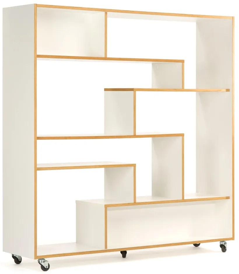 Бяла етажерка за книги с дървен ръб 140x143 cm Southbury - Woodman