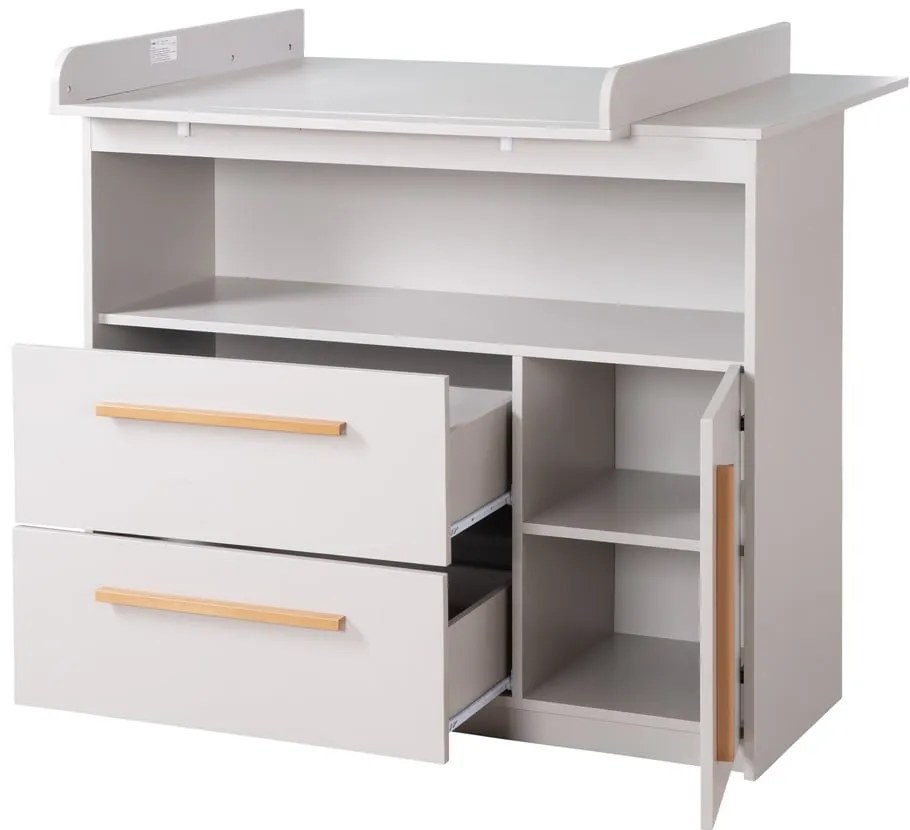 Светлосив детски скрин с маса за преповиване 107x98x75 cm Lea – Roba