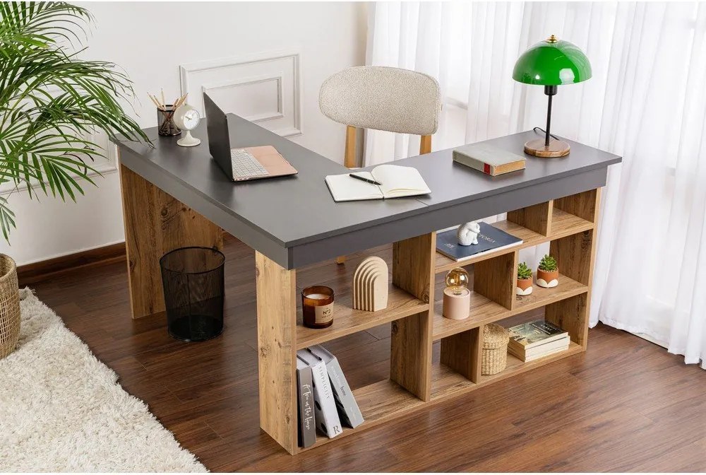 Работна маса от декор от бор 120x130 cm Vesper – Kalune Design