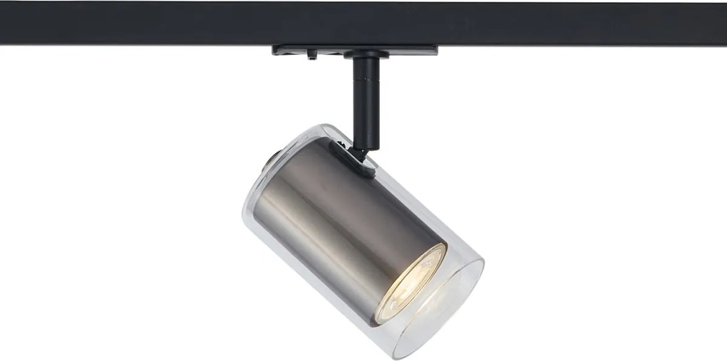 Модерен прожектор Gunmetal с прозрачно стъкло за релсова система 1-фазен - Iconic Lloyd
