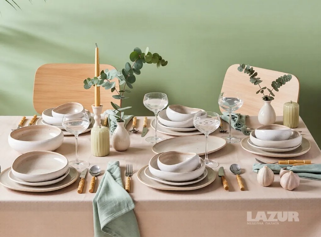 Earth collection new Cupid сервизи за хранене за 12 души,59 части, KREM