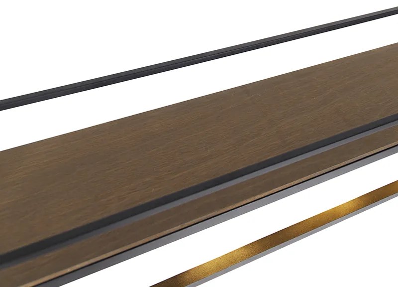 Индустриален висящ аплик черен с дървена поставка 4-светлина - Cage Rack