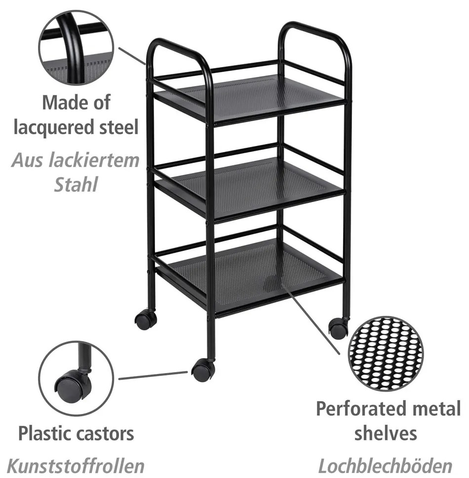 Черен метален подвижен стелаж 41x75 cm – Wenko