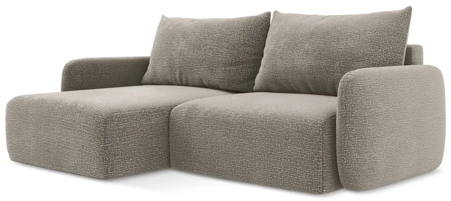 Бежов разтегателен ъглов диван с място за съхранение (ляв ъгъл) Kalena – Makamii