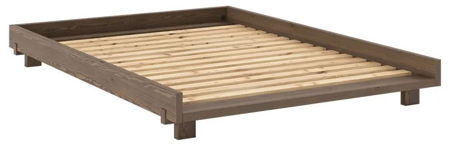 Кафяво двойно легло 140x200 cm от масивен бор с включена подматрачна рамка Social – Karup Design