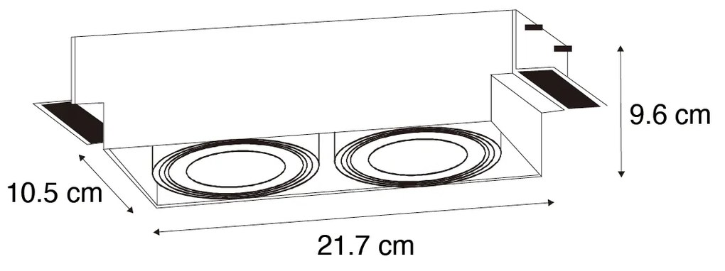 Комплект от 6 вградени спота бели GU10 70mm 2-Light Trimless - Oneon