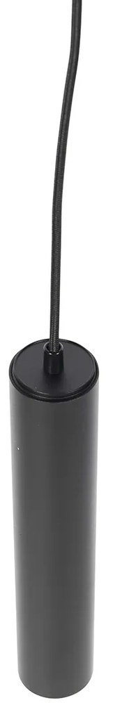 Дизайнерска висяща лампа черна вкл. адаптер за релса 1-фазен - Slimline Tuba Small