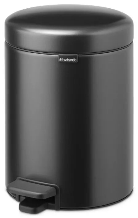 Кош за боклук с педал Brabantia NewIcon 1008838, 5 л, Плавно затваряне, Противоплъзгаща основа, Тъмносив