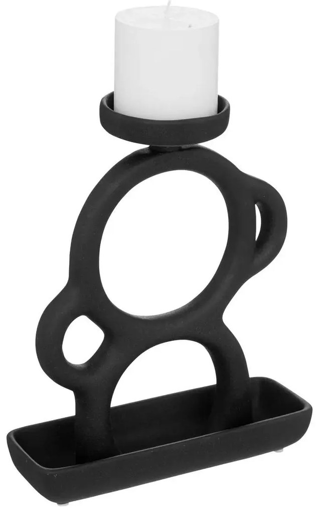 Свещник atmosphera Sab Olme, Керамика, Черен, 25 cm