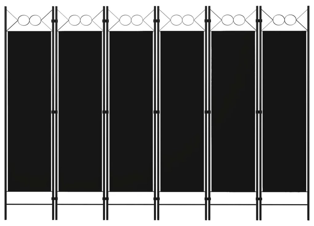 320714 vidaXL Параван за стая, 6 панела, черен, 240x180 cм