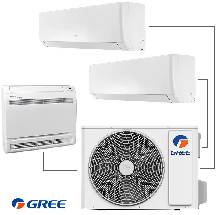 Външно тяло на мултисплит система Gree GWHD(24)NK6LOO, 24000 BTU, 52 м2, A++/A+, R-32, Бял