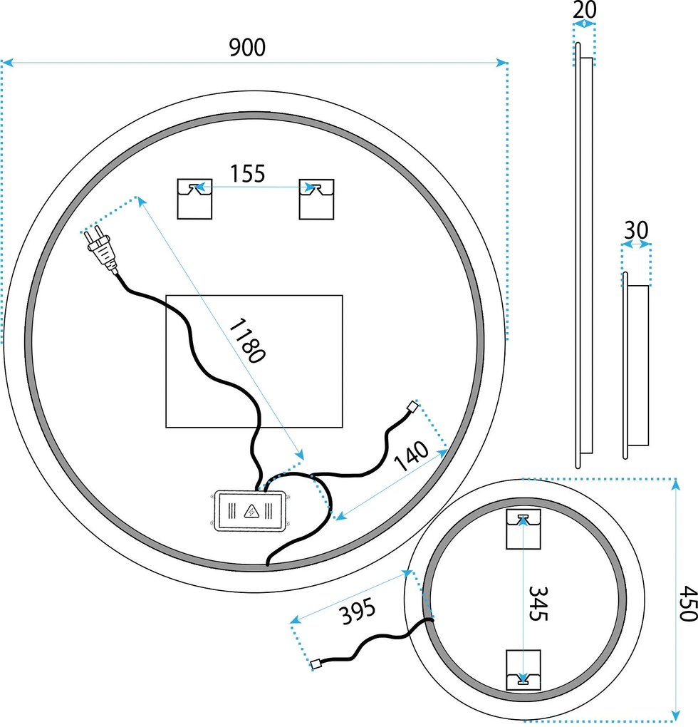 Огледало LED R-9045 90cm + 45cm