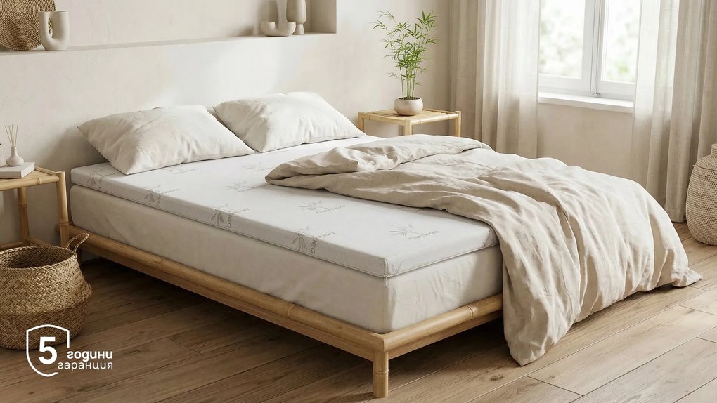 Топ матрак Sleepy, Bamboo Deluxe, 72x190x5, Среден към мек, Мемори пяна