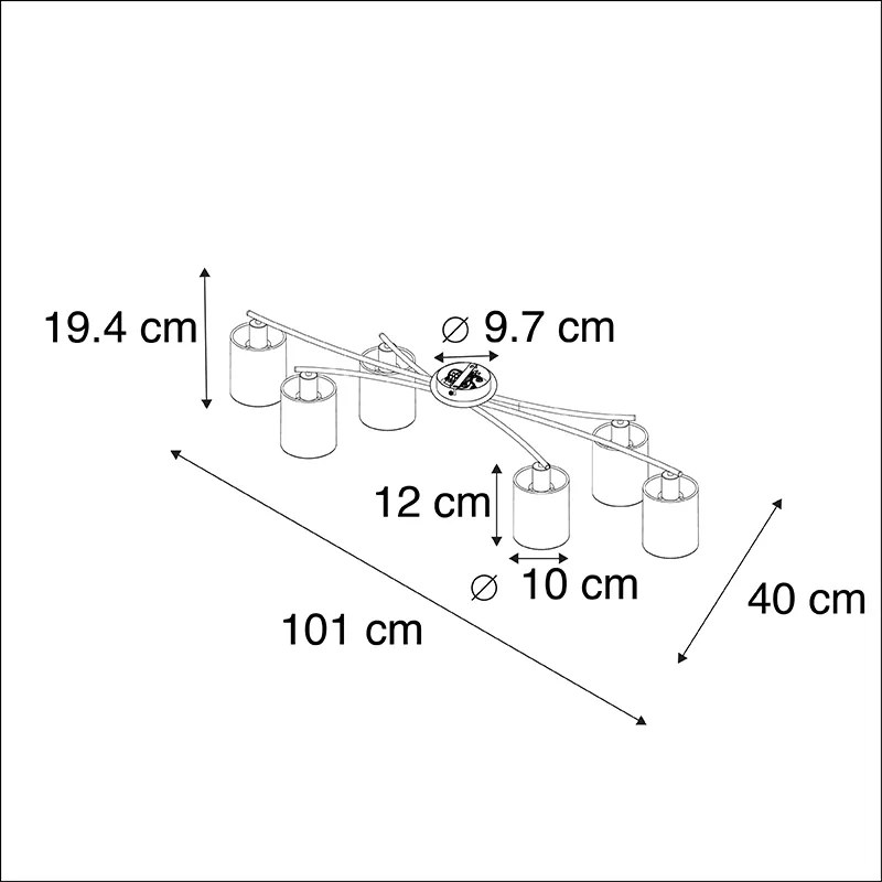 Модерна таванна лампа черна 6-лампи - Lofty