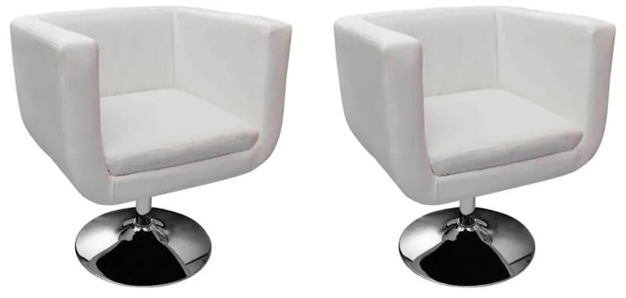 160439 vidaXL Бар столове, 2 бр, бели, изкуствена кожа