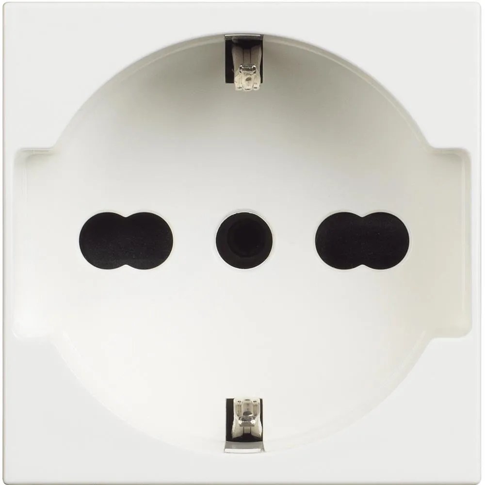 BTICINO Контакт ШУКО/ИТАЛИАНСКИ стандарт 2P+Е 2 мод. 16A детска защита цвят Бял Classia Pro  - RW4140A16P