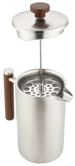 Френска преса за кафе/чай Kinghoff KH 1995, 1 л, Неръждаема стомана, Двойни стени, Инокс