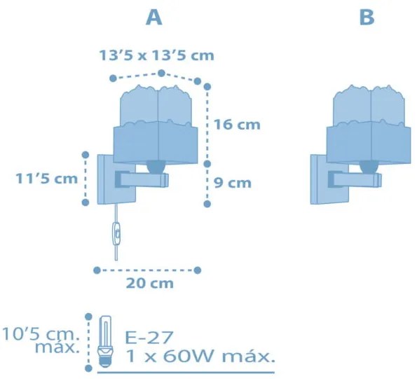 Стенна апличка Ango Panda-Blue