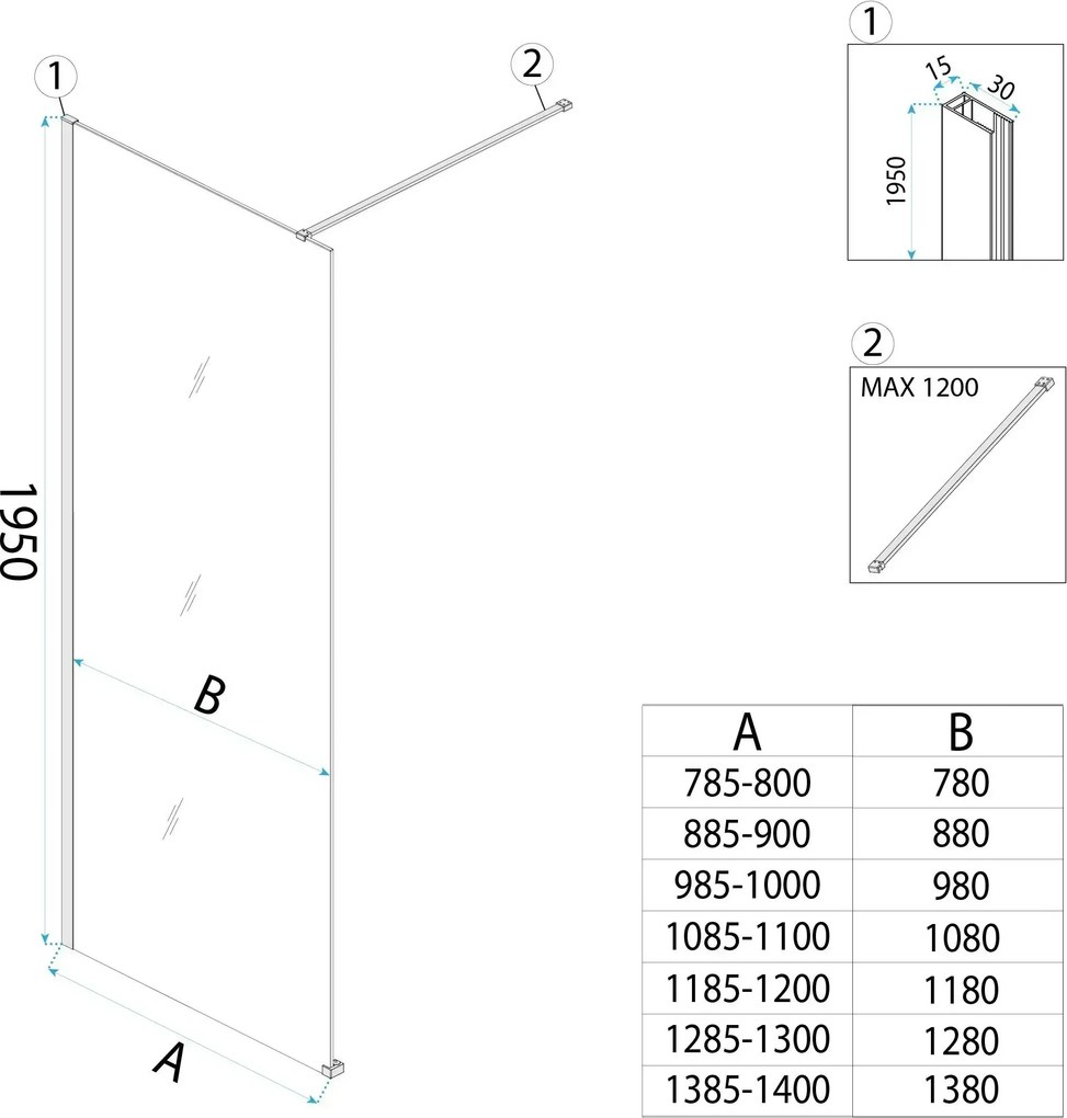Параван за душ Rea Flexi Brown / Brush Gold 120