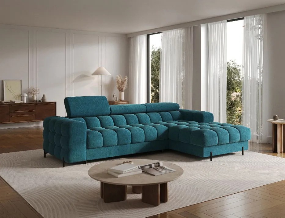 Ъглов диван Freyia-Петролен-Десен