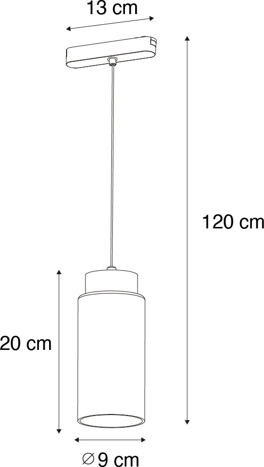Модерен черен висулка за релсова система 1-фазен с LED - Magnetic Vance