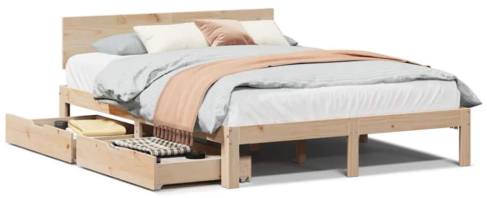 3301974 vidaXL Рамка за легло, с чекмеджета, без матрак, 135x190 см