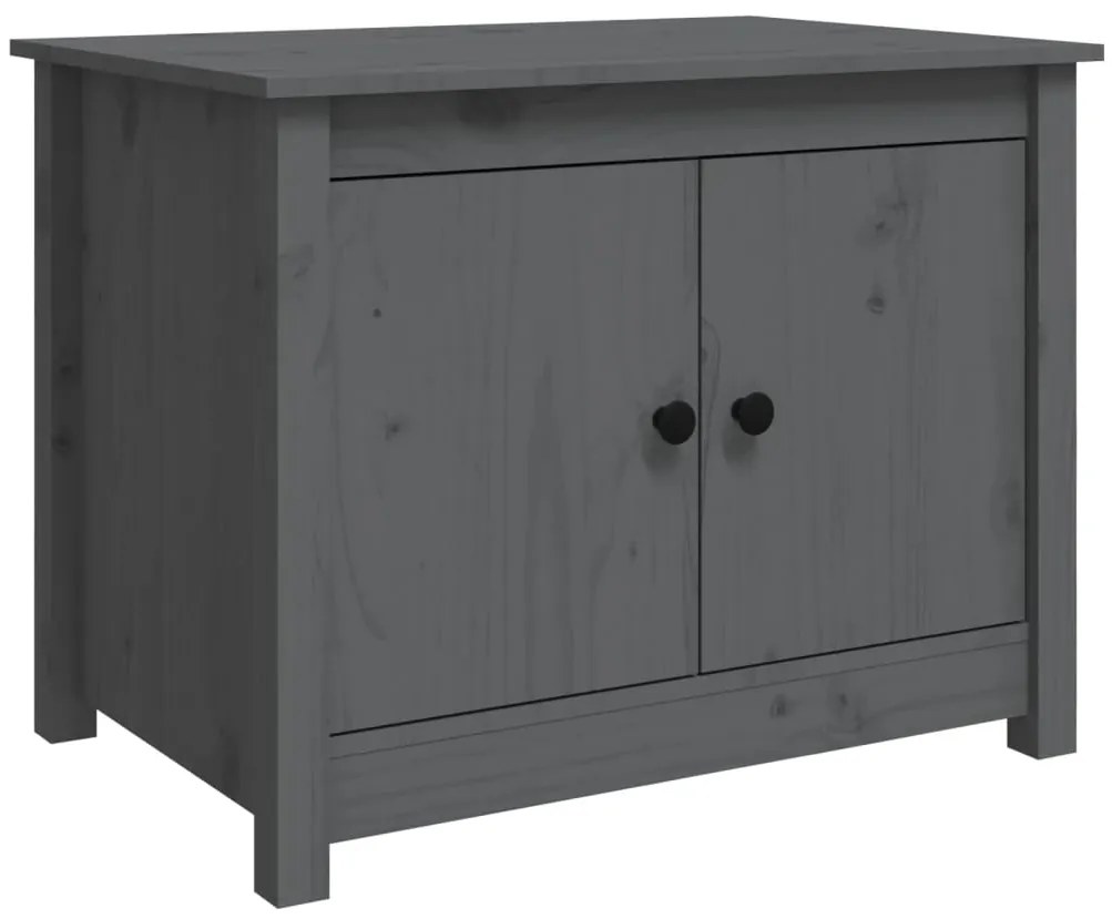 820928 vidaXL Кафе маса, Сиво, 71x49x55 см, борово дърво масив