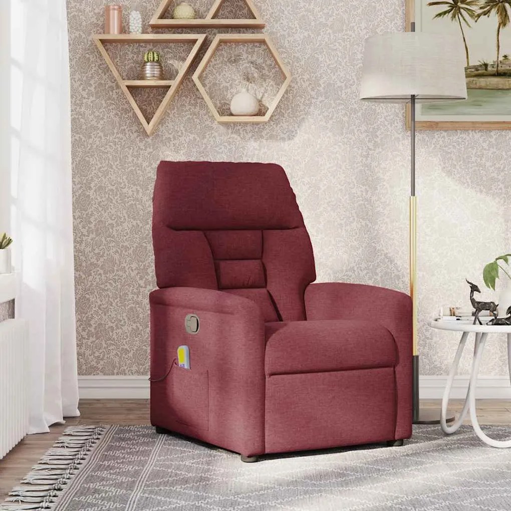 4015555 vidaXL Масажен наклоняем стол, виненочервен, текстил