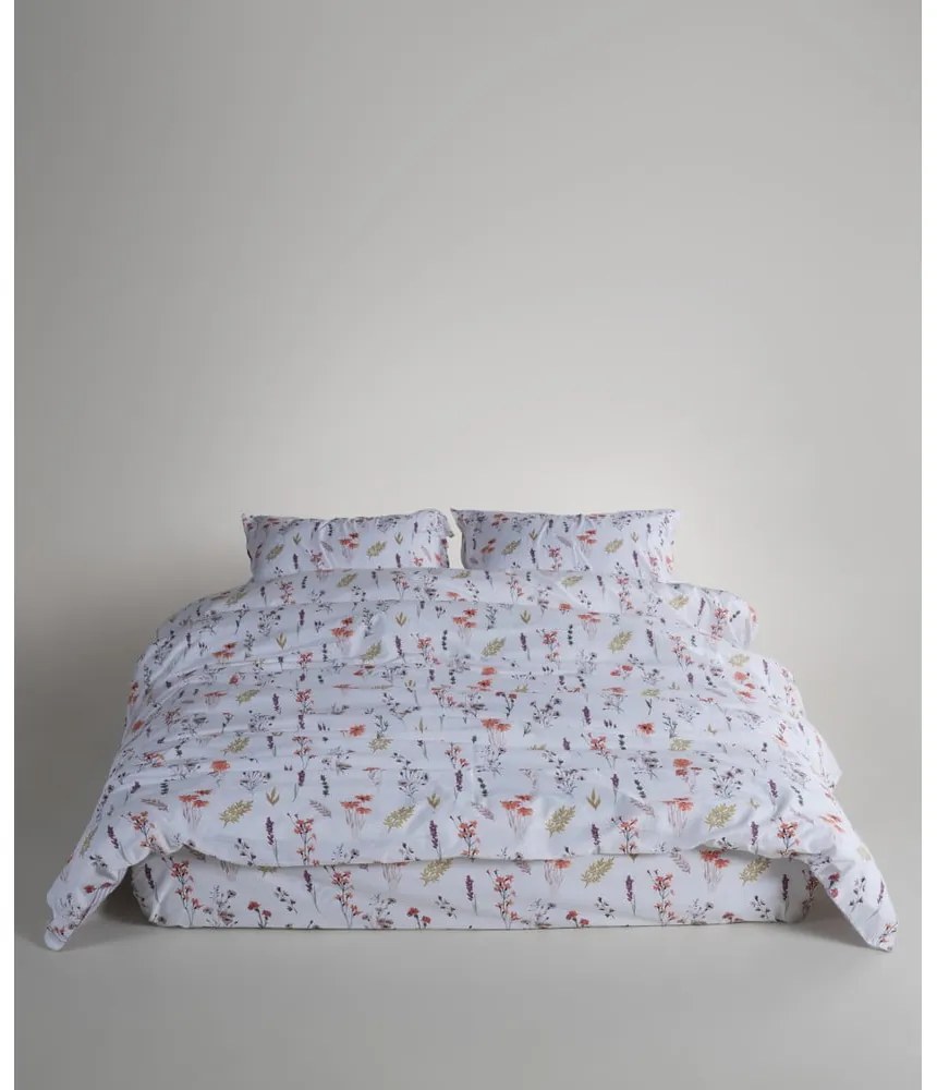 Бяло единично спално бельо от памук Renforcé 140x200 cm Floral Dance Autumn – Mila Home Luxury