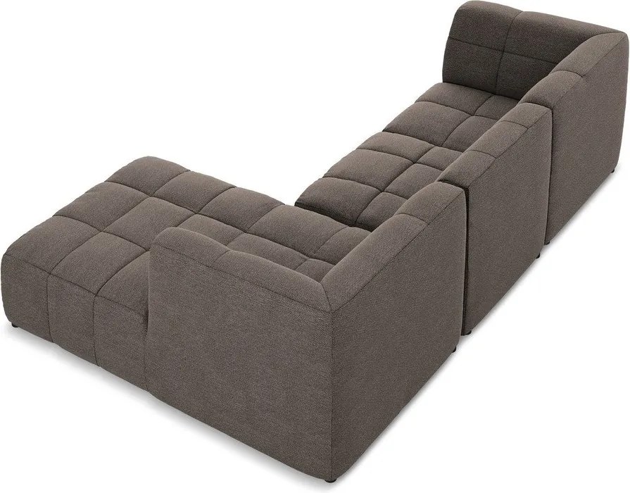 Кафяв ъглов диван от прежда с примки от букле (десен ъгъл) Aloha – Makamii