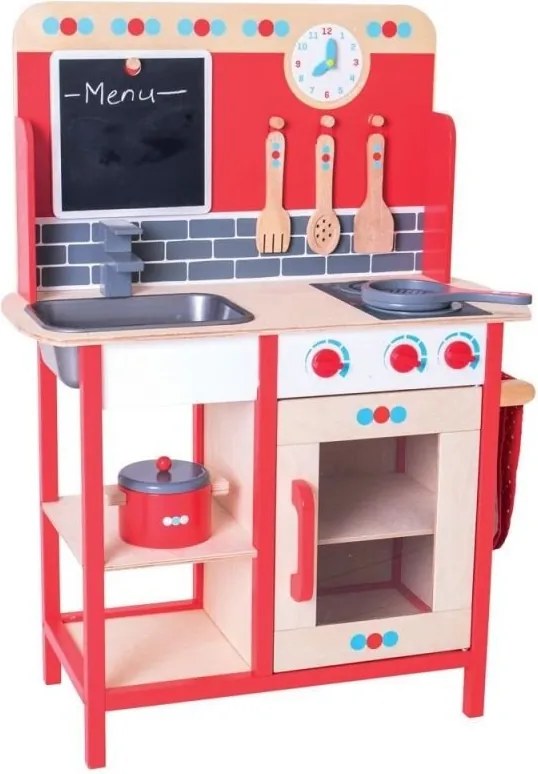 Bigjigs - Дървена червена кухня BJ464