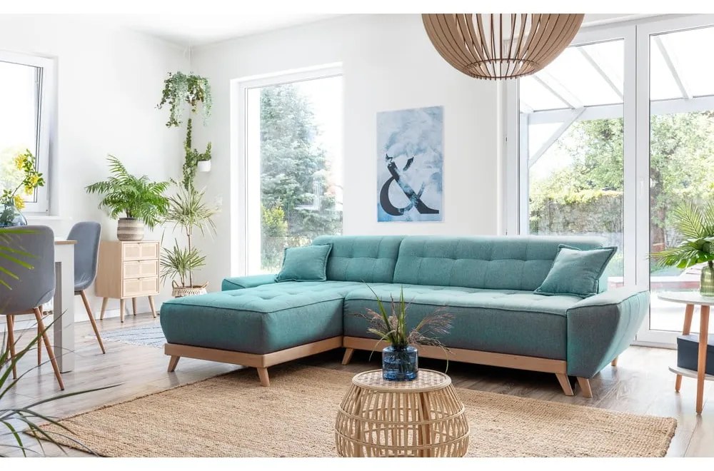 Тюркоаз разтегателен ъглов диван (променлив) Dazzling Daisy – Miuform