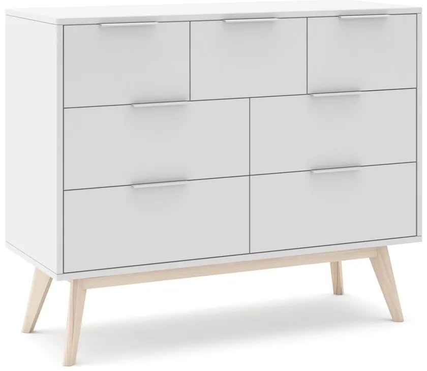 Бял нисък скрин с чекмеджета 120x83 cm Campus - Marckeric