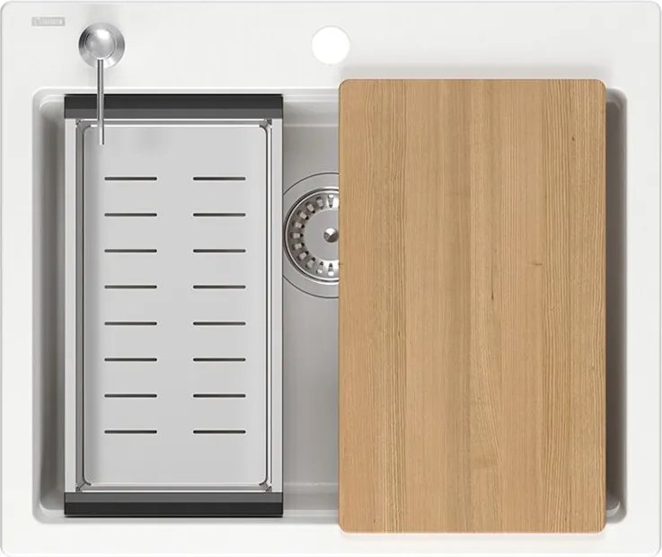 гранитна мивка KURT 110 WORKSTATION White