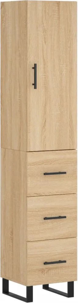 3198876 vidaXL Висок шкаф, сонома дъб, 34,5x34x180 см, инженерно дърво