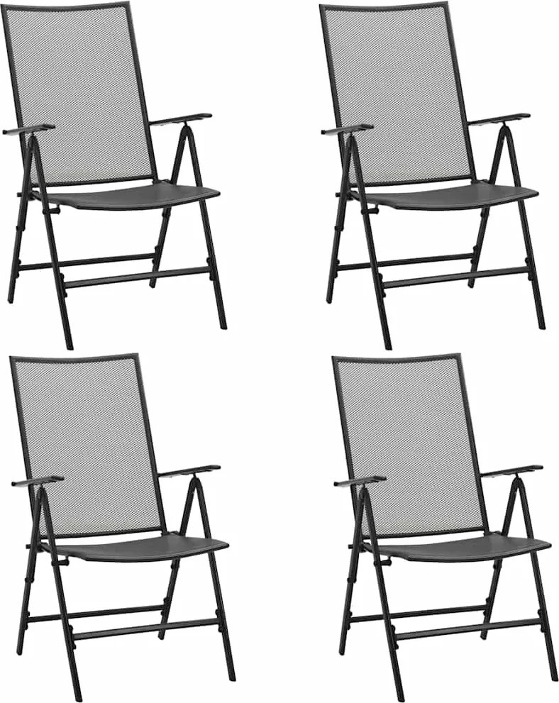 310153 vidaXL Сгъваеми мрежести столове, 4 бр, стомана, антрацит