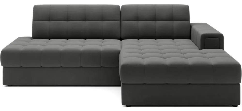 Кафяво-сив кадифен сгъваем ъглов диван (десен ъгъл) Blezalt – ELTAP