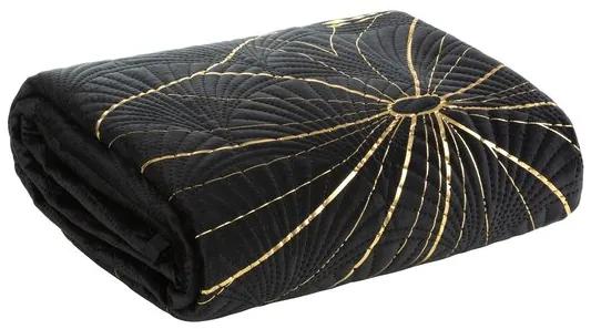 Дизайнерска покривка за легло LOTOS черна със златен мотив