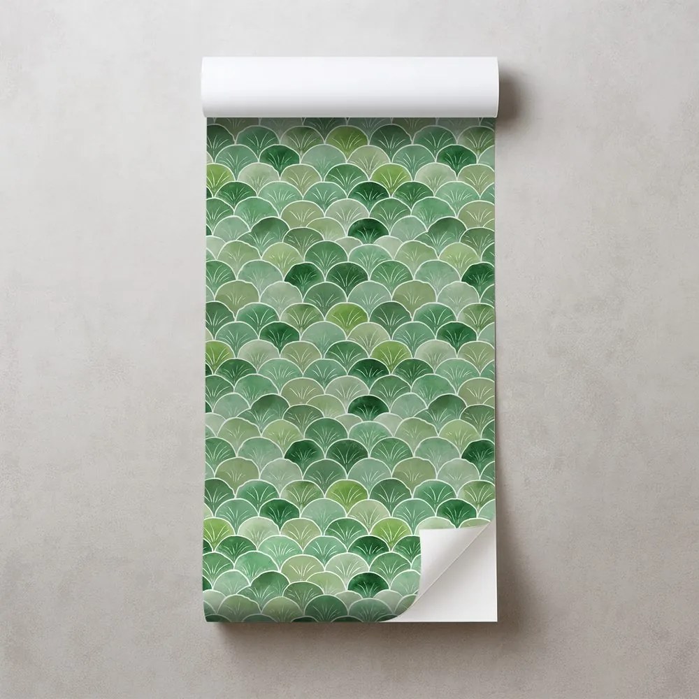 Самозалепващ тапет – Зелени геометрични арки