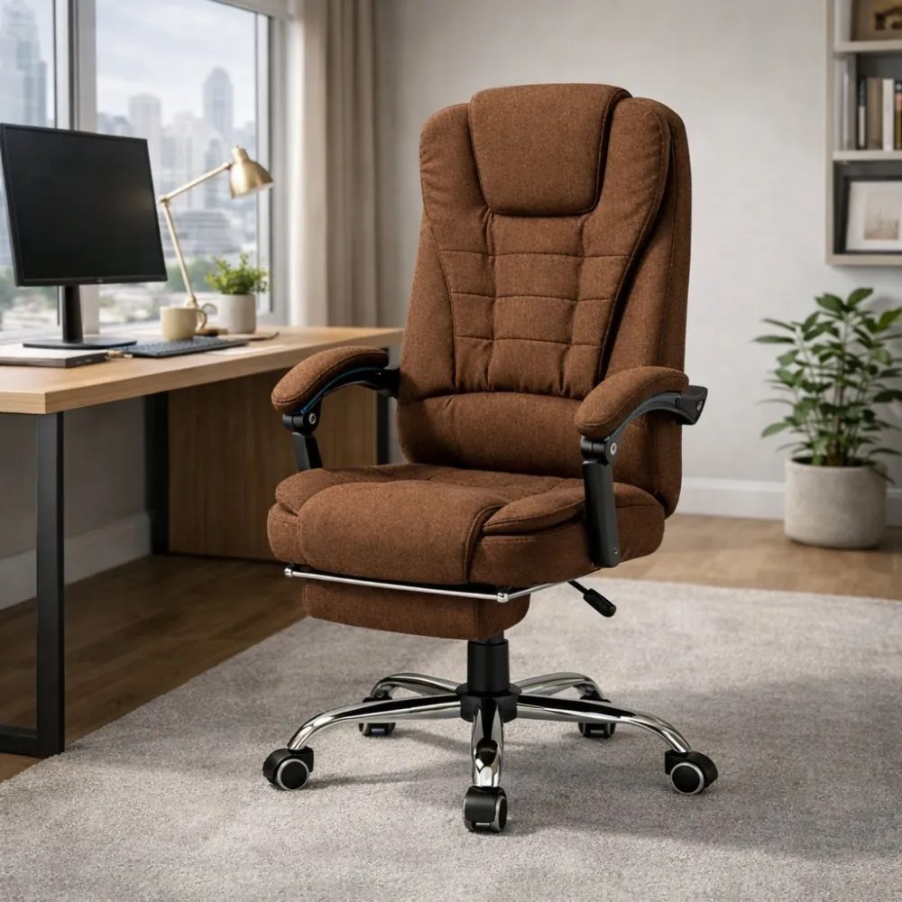 Офис стол BOSS с подложка за крака - кафява тъкан