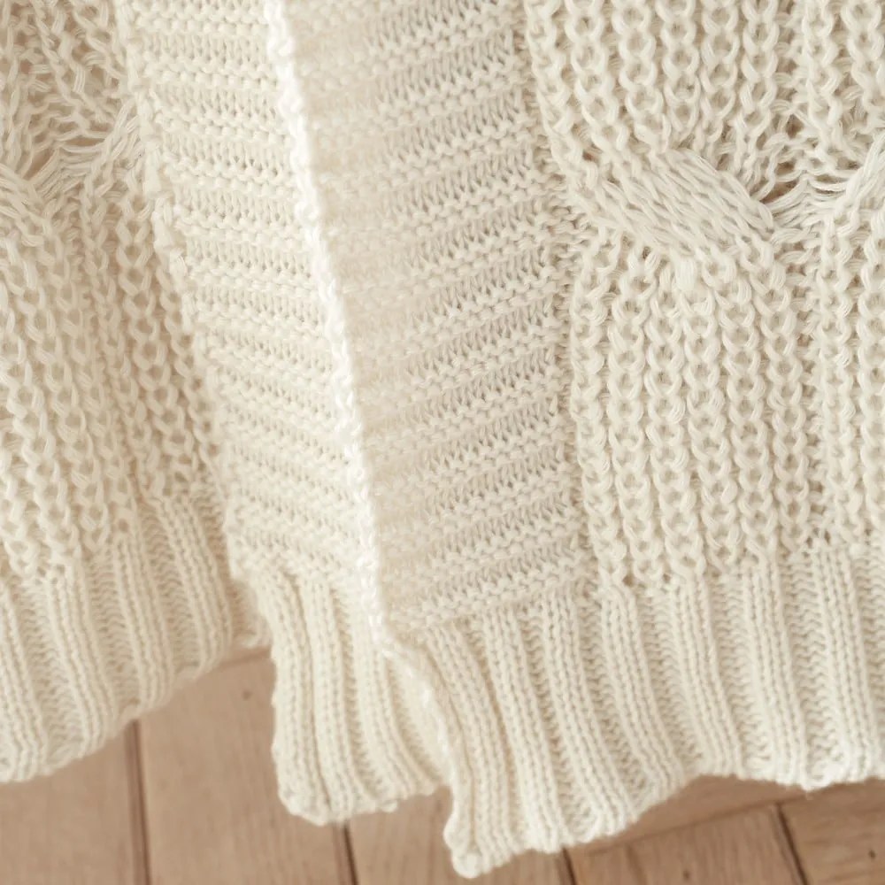 Бяло-бежово плетено одеяло 130x170 cm Chunky Marl Knit – Catherine Lansfield