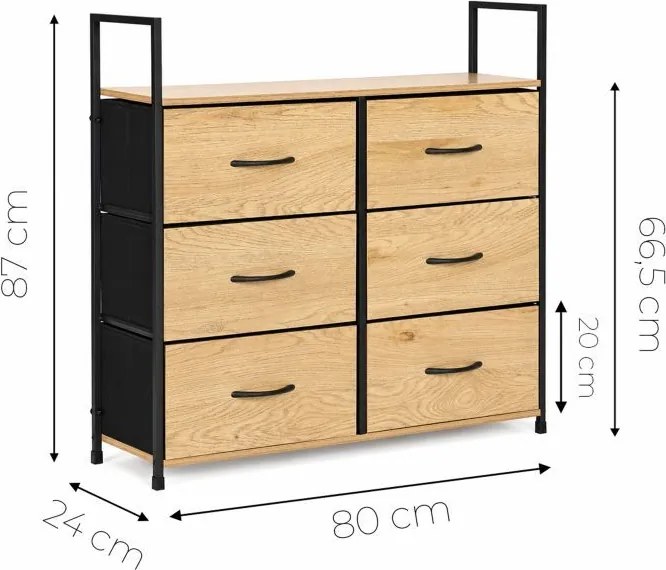 Комод с 6 текстилни чекмеджета и метална конструкция 87 x 80 x 24 см