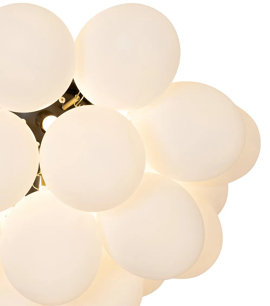 Таванна лампа в стил арт деко черна с опалово стъкло 6-лампа - Uvas