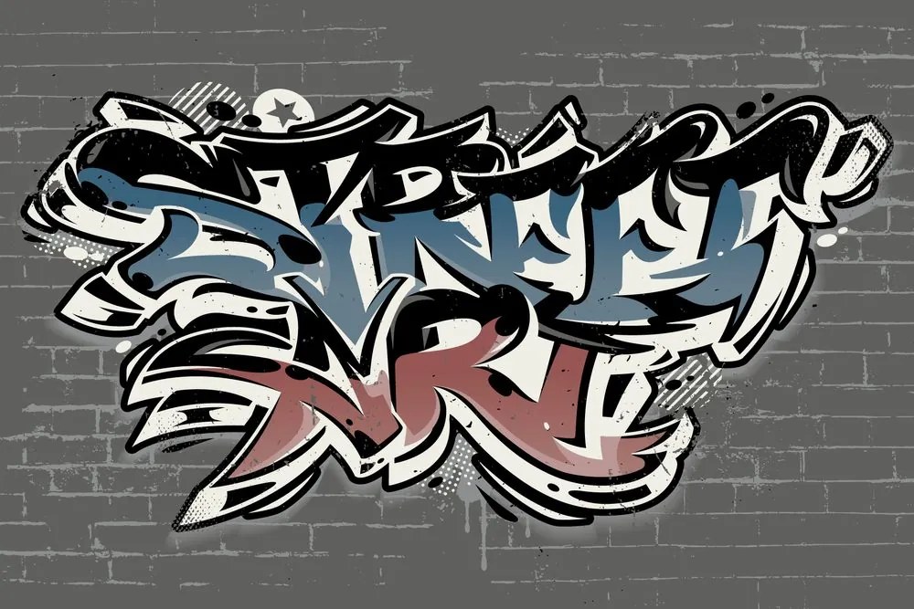Тапет – С тухлена имитация и надпис Street Art