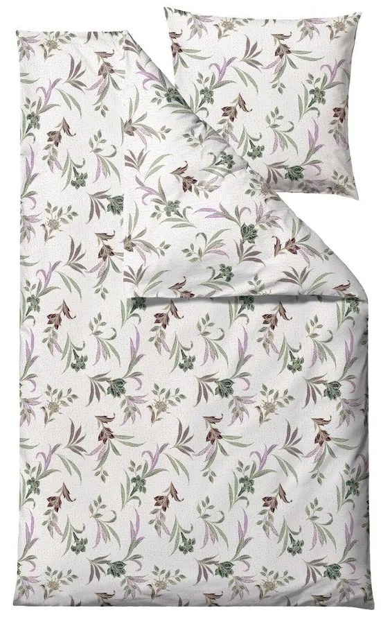 Зелен и бежов памучен сатен за единично спално бельо 140x200 cm Soft Tropic - Södahl