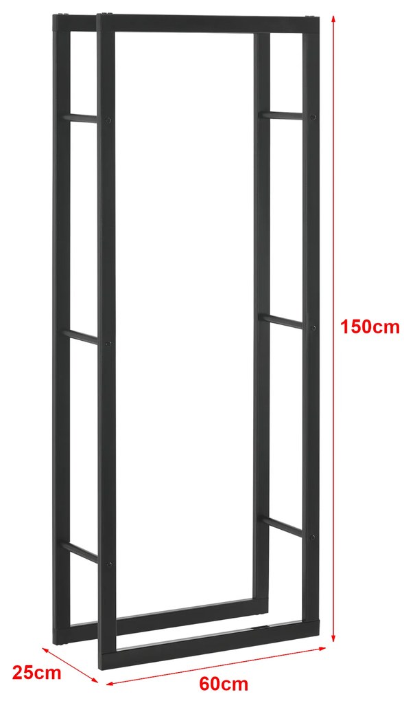 Стелаж за дърва Täby стомана 60x25x150cm черен []