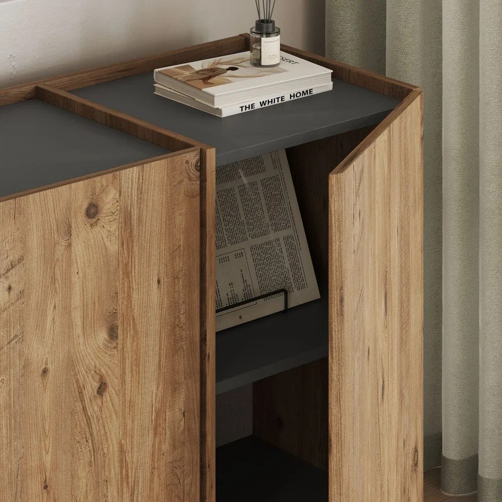 Скрин от декор от бор с отвор за кабели в естествен цвят 180x80x45 cm Dorma – Kalune Design