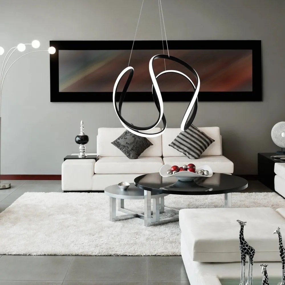 Елегантна модерна LED светлина за таван с дистанционно управление Черен