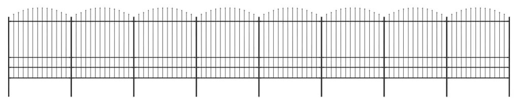 Sonata Градинска ограда с пики, стомана, (1,75-2)x13,6 м, черна